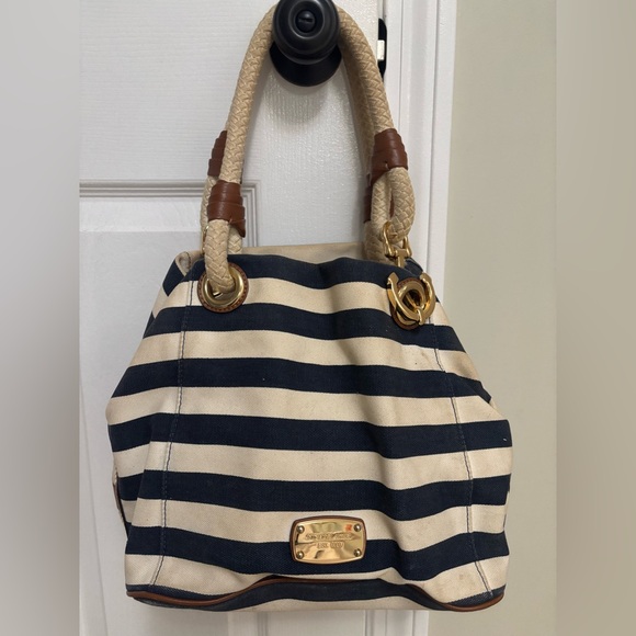 Michael Kors Striped Nautical Canvas Tote Bag - Picture 1 of 7